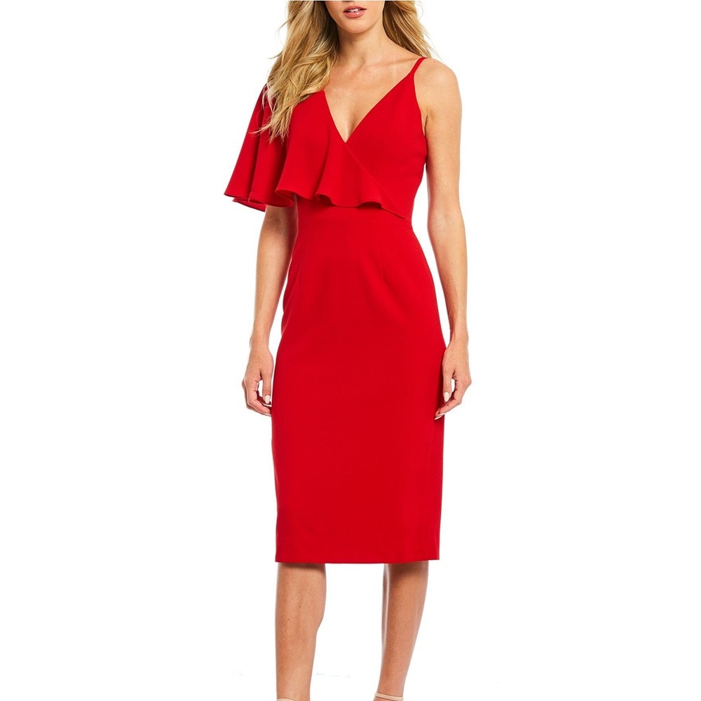 Dress the population Beth One shoulder red dress